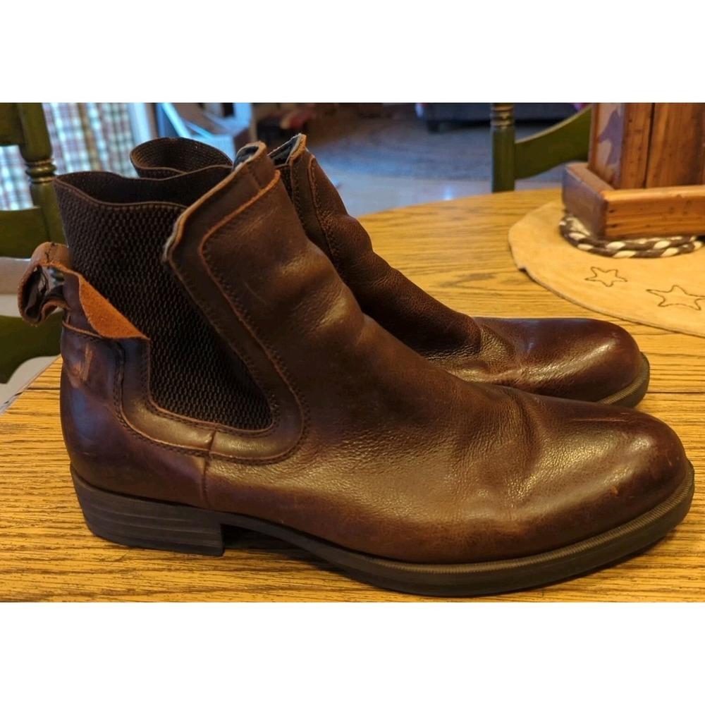 Men's Calvin Klein‎ Jeans Leather Pull On Up Ronnie Boots Brown US Size 11.5